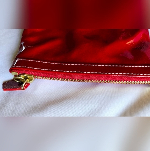 Dooney & Bourke Red Patent Leather Coin Purse with Gold Accents - Picture 5 of 11
